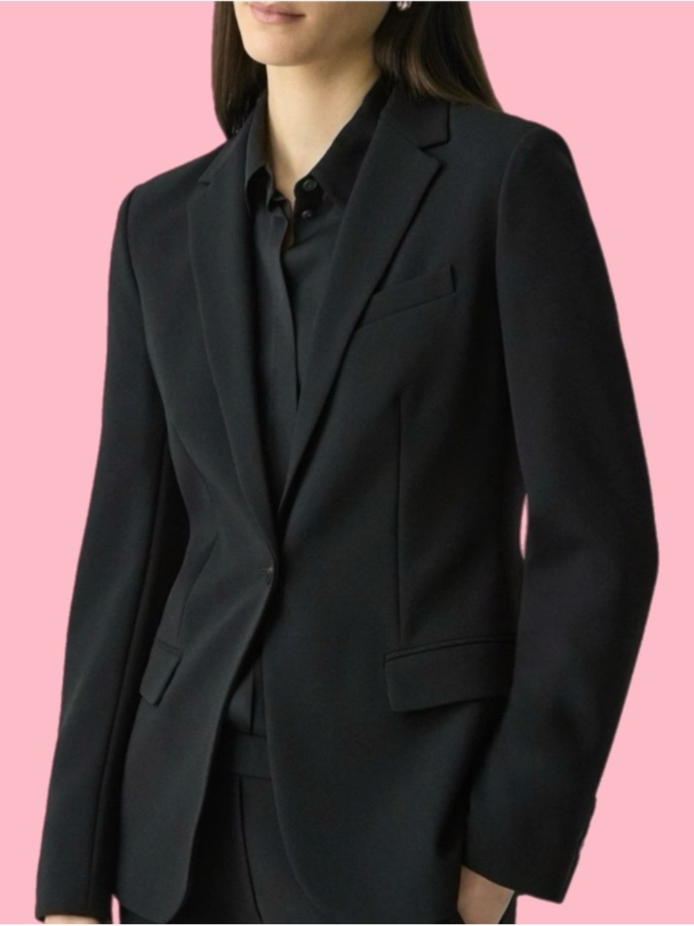 theory staple blazer in admiral crepe - black